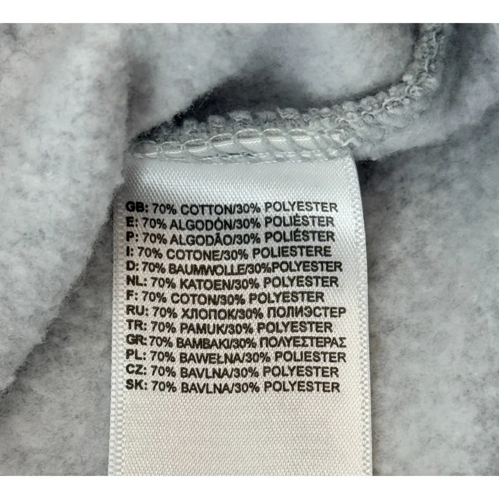 The North Face Mens M Hoodie Gray Logo‎ Stripe Pullover Fleece Kangaroo Pocket